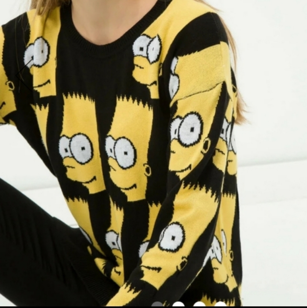 The Simpsons x KOTON All Over Print Sweater Jumper Pullover SweatShirt womens S